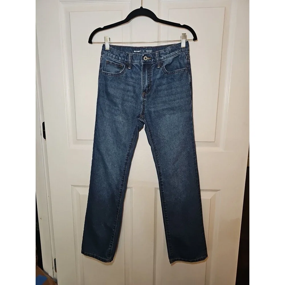 Old Navy Girls Straight Leg Built In Flex Denim Jeans Adjustable Waist Size 14